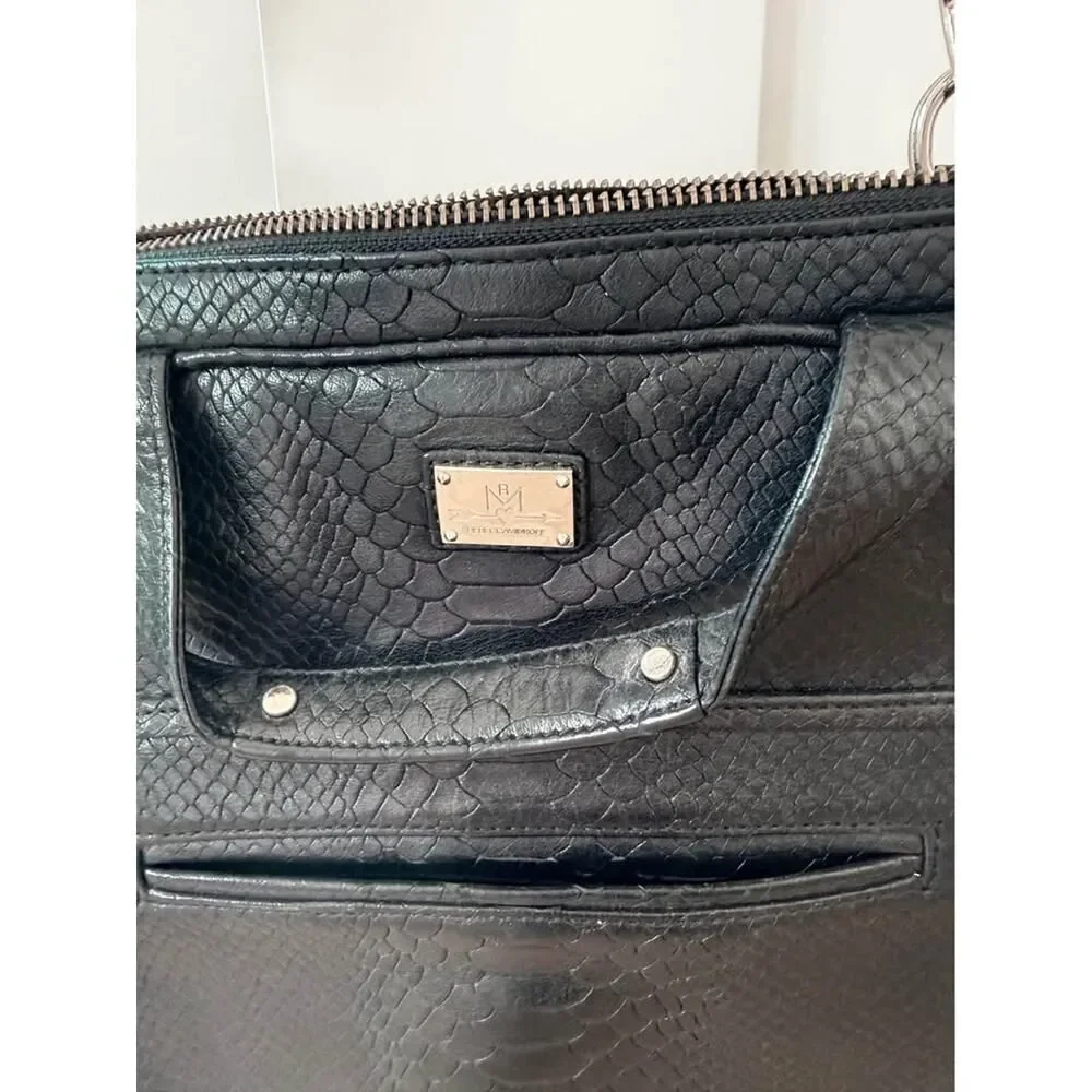 Rebecca Minkoff Black Python Embossed Leather Laptop Bag